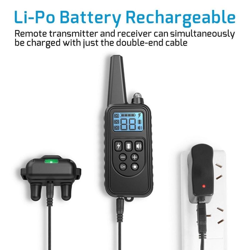 Elektronický obojek pro psy 800m s LCD, Vodotěsný, Dobíjecí, Šok/Vibrace/Zvuk pro výcvik psů