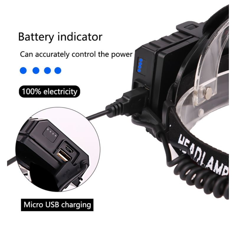 Nejvýkonnější LED čelovka 8000 lumenů USB nabíjecí voděodolná svítilna pro rybaření s nastavitelnými režimy