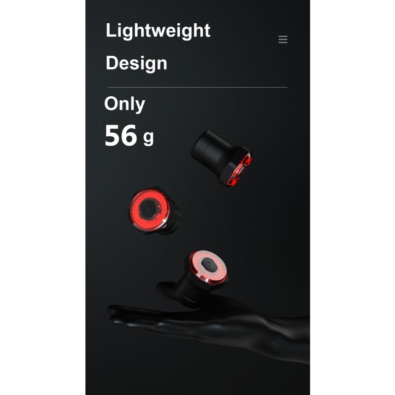 Smart Kolo Zadní světlo s Brzdovým světlem | Auto Start Stop, USB Nabíjení & IPX6 | Bezpečnostní LED Světlo na Kolo s Automatickým Zapínáním pro Cyklisty