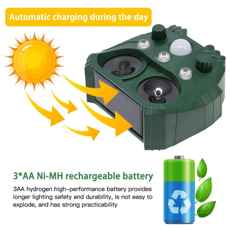 Solární Ultrazvukový Odpuzovač pro Psy a Kočky - Ekologická Venkovní Kontrola Škůdců s Tichým Provozem!