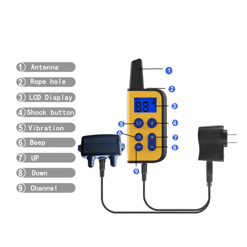 2020 Nový Elektrický Výcvikový Obojek pro Psy 1000m Vodotěsný s LCD Displejem, Dobíjecí pro Všechny Velikosti
