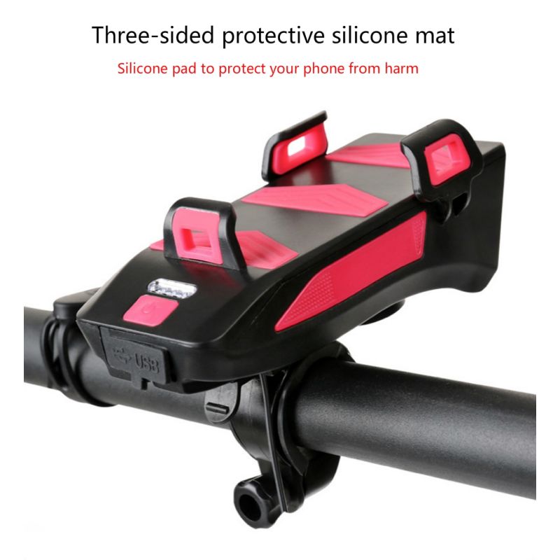 Světlo na Kolo 4v1: Multifunkční LED světlo, klakson, tel. držák & 800lm Power Banka pro bezpečnou cyklistiku