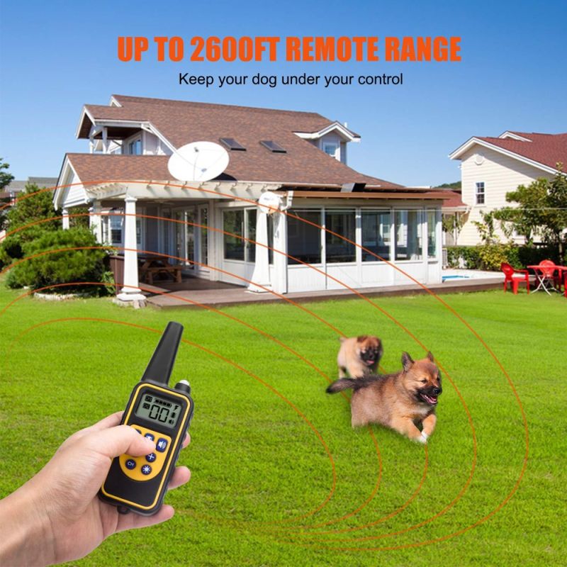 Efektivní Psí Výcvik: Elektrický Obojek 800m Vodotěsný pro Všechny Velikosti s LCD. Pípnutí, Šok, Vibrace!