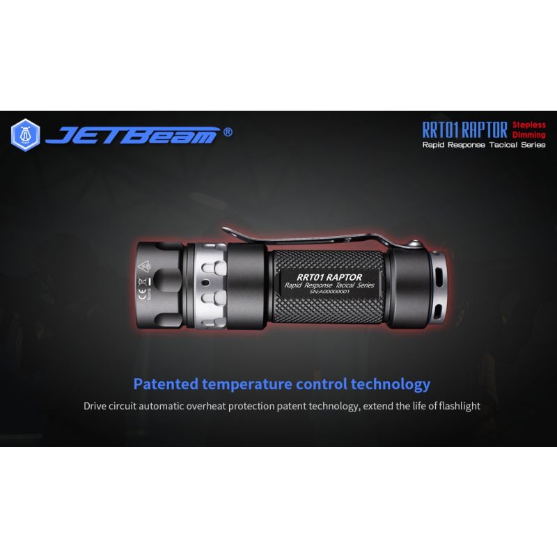 JETBeam JET-RRT01 XP-L LED svítilna 950 lumenů – Kompaktní EDC pro kempování a spolehlivé outdoor osvětlení