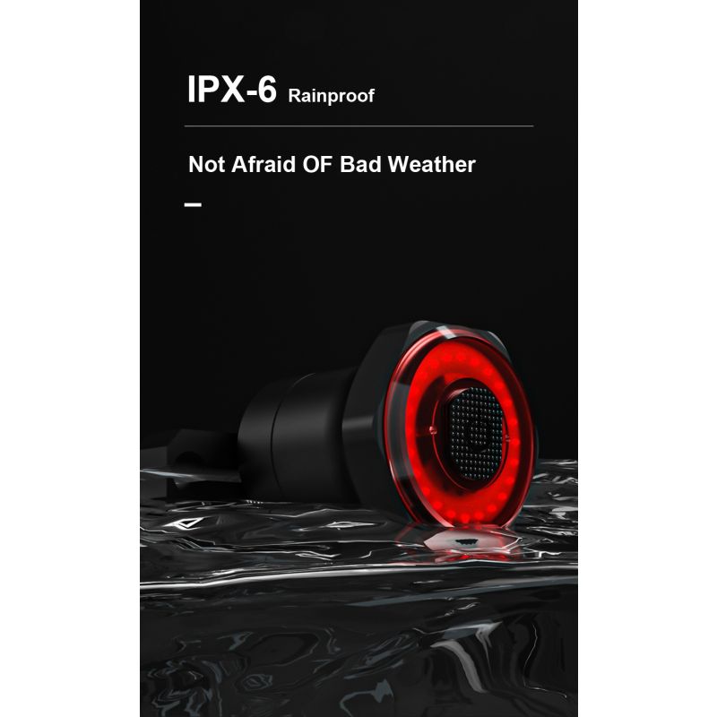 Smart Kolo Zadní světlo s Brzdovým světlem | Auto Start Stop, USB Nabíjení & IPX6 | Bezpečnostní LED Světlo na Kolo s Automatickým Zapínáním pro Cyklisty