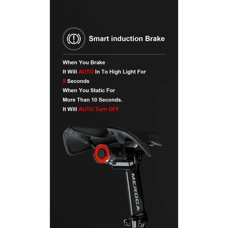 Smart Kolo Zadní světlo s Brzdovým světlem | Auto Start Stop, USB Nabíjení & IPX6 | Bezpečnostní LED Světlo na Kolo s Automatickým Zapínáním pro Cyklisty