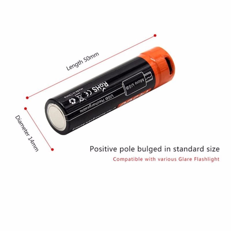 Doublepow 14500 750mAh 3.7V Li-ion Baterie | USB Dobíjecí LED Indikátor | Pro kempování a zařízení