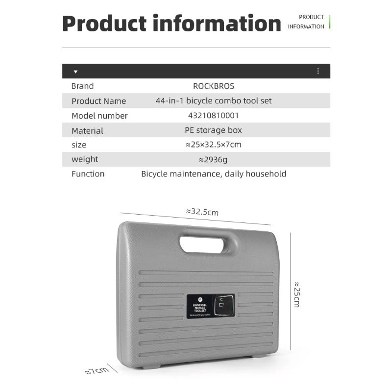 ROCKBROS Cyklistická Sada Nářadí z Uhlíkové Oceli - Profesionální & Kompaktní Nářadí na Opravy Kol pro Vážné Cyklisty