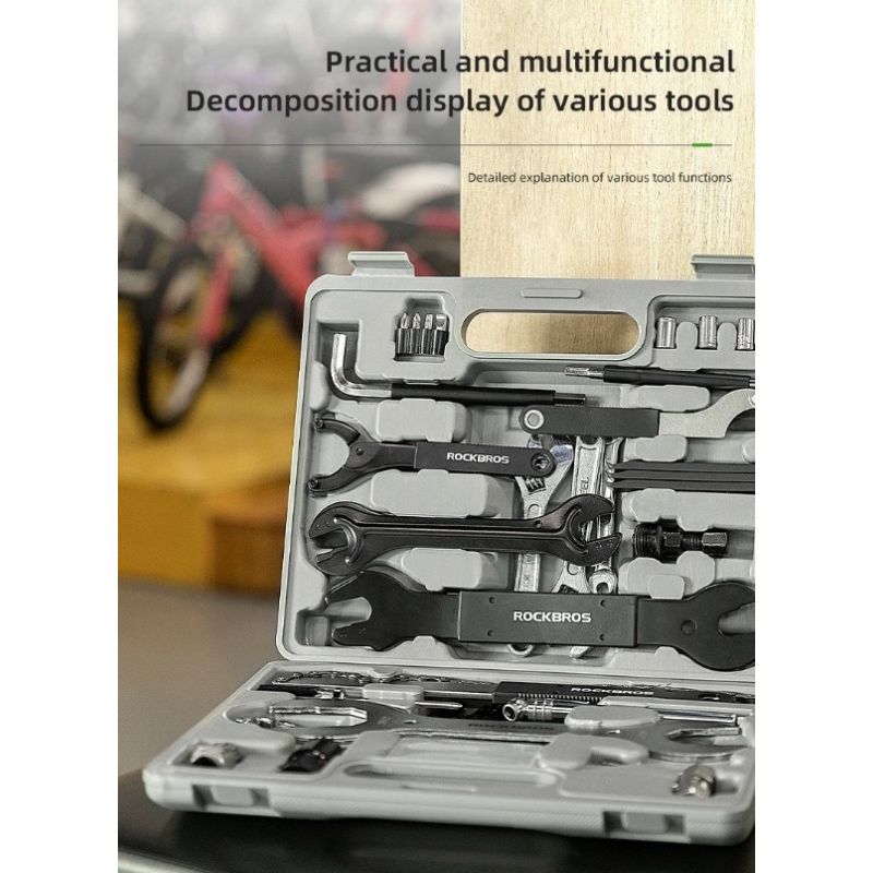 ROCKBROS Cyklistická Sada Nářadí z Uhlíkové Oceli - Profesionální & Kompaktní Nářadí na Opravy Kol pro Vážné Cyklisty