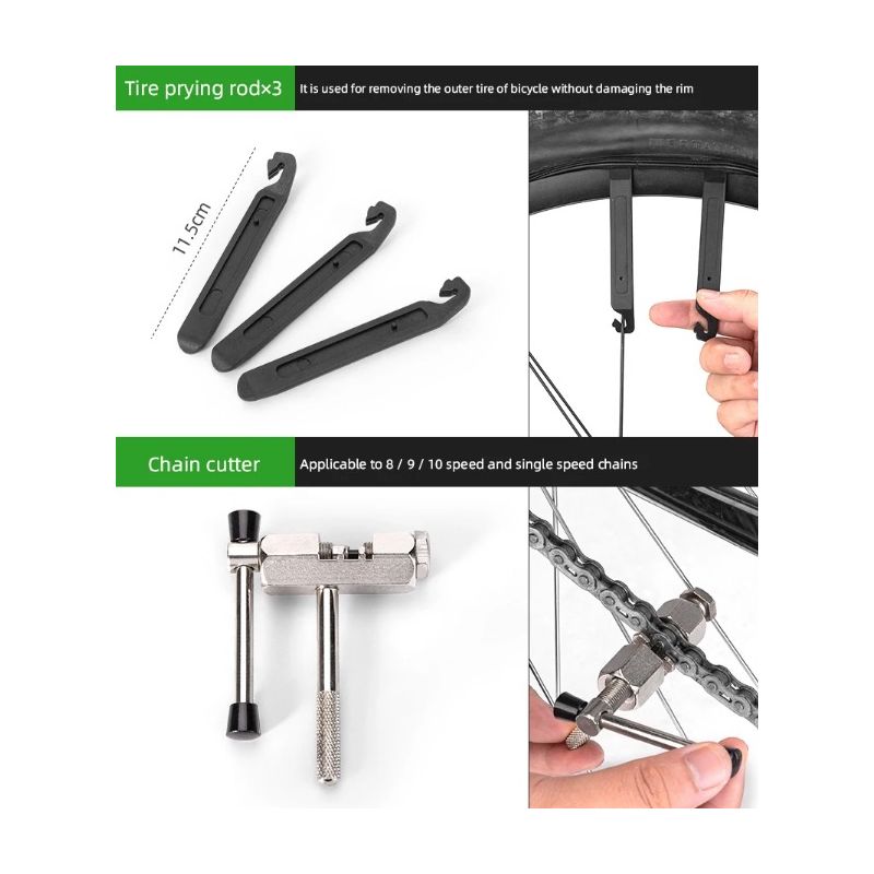 ROCKBROS Cyklistická Sada Nářadí z Uhlíkové Oceli - Profesionální & Kompaktní Nářadí na Opravy Kol pro Vážné Cyklisty