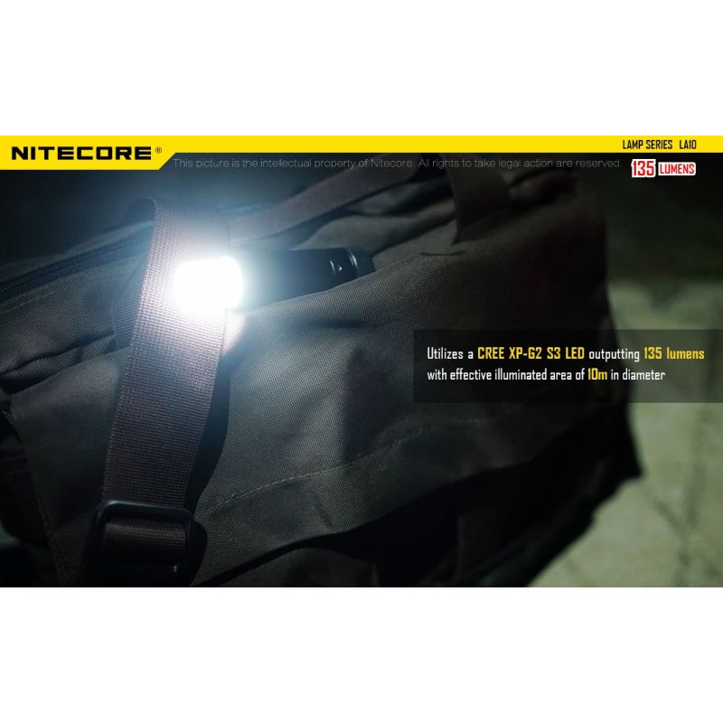 Nitecore LA10 Mini EDC Svítilna 135 Lumenů | Kompaktní Kempingová Svítilna s Nichia LED a Otočným Designem