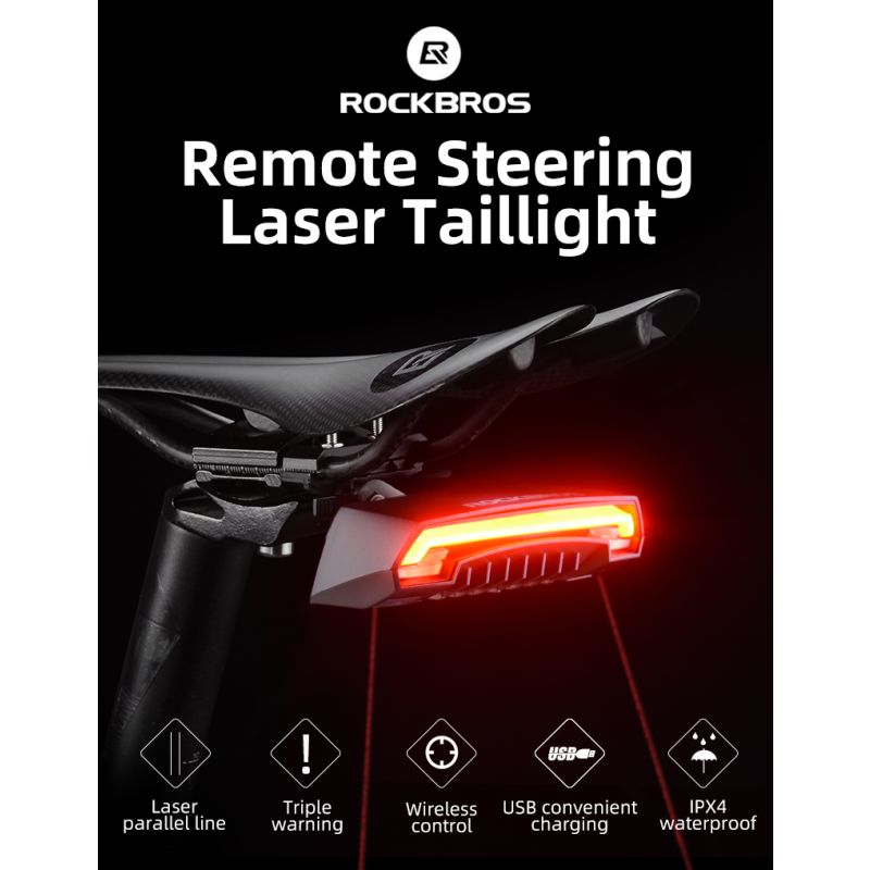 ROCKBROS LKWD-R1 Chytré USB LED Zadní Světlo na Kolo s Bezdrátovým Dálkovým Ovládáním pro MTB & Město