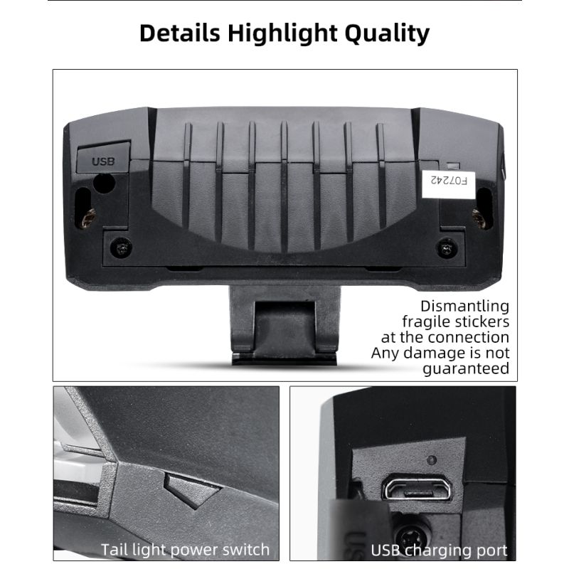 ROCKBROS LKWD-R1 Chytré USB LED Zadní Světlo na Kolo s Bezdrátovým Dálkovým Ovládáním pro MTB & Město