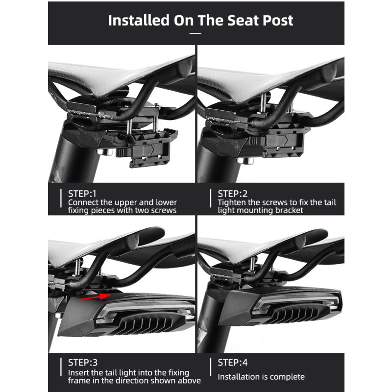 ROCKBROS LKWD-R1 Chytré USB LED Zadní Světlo na Kolo s Bezdrátovým Dálkovým Ovládáním pro MTB & Město