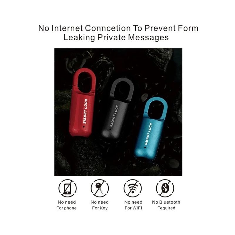 Chytrý Miniaturní Zámek s Otiskem Prstu - USB Bezklíčový, Lehký, pro Cestovní Bezpečnost na Cesty