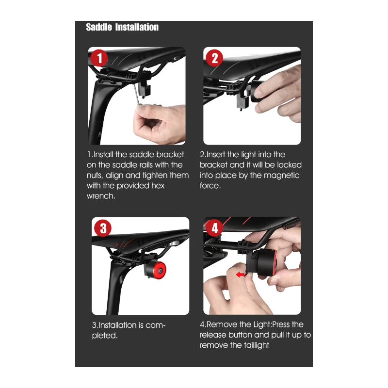 **Gaciron LOOP-100 LED zadní světlo na kolo s vysokým jasem a brzdovým senzorem pro cyklistickou bezpečnost.**