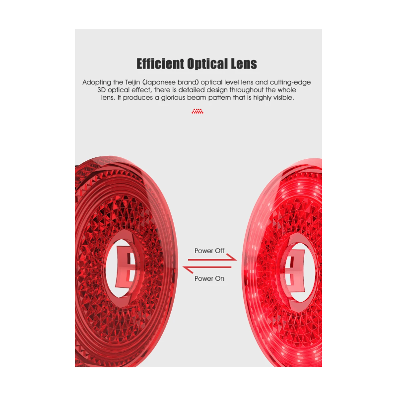 **Gaciron LOOP-100 LED zadní světlo na kolo s vysokým jasem a brzdovým senzorem pro cyklistickou bezpečnost.**