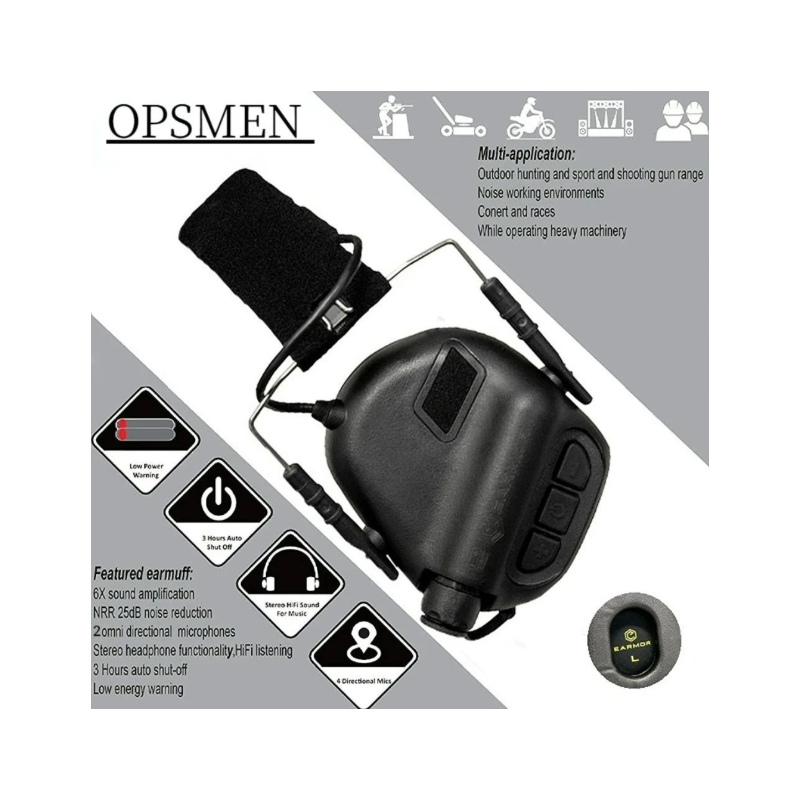 EARMOR M31 MOD4 Elektronické Taktické Střelecké Sluchátka pro venkovní Lov – Ochrana sluchu & Zesílení zvuku