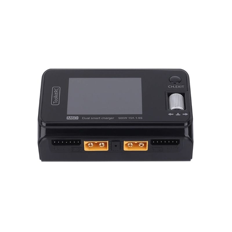 ToolkitRC M6D 500W 15A DC dvoukanálový MINI Smart Charger | Nabíječ/Vybíječ pro RC drony LiPo, Rychlé nabíjení baterií