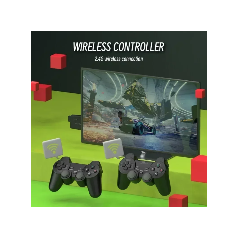 M8 Game Stick 4K Retro Herní Konzole s 2.4G Ovladači: PS1, Atari, až 10000 Her – Nostalgie Zaručena!