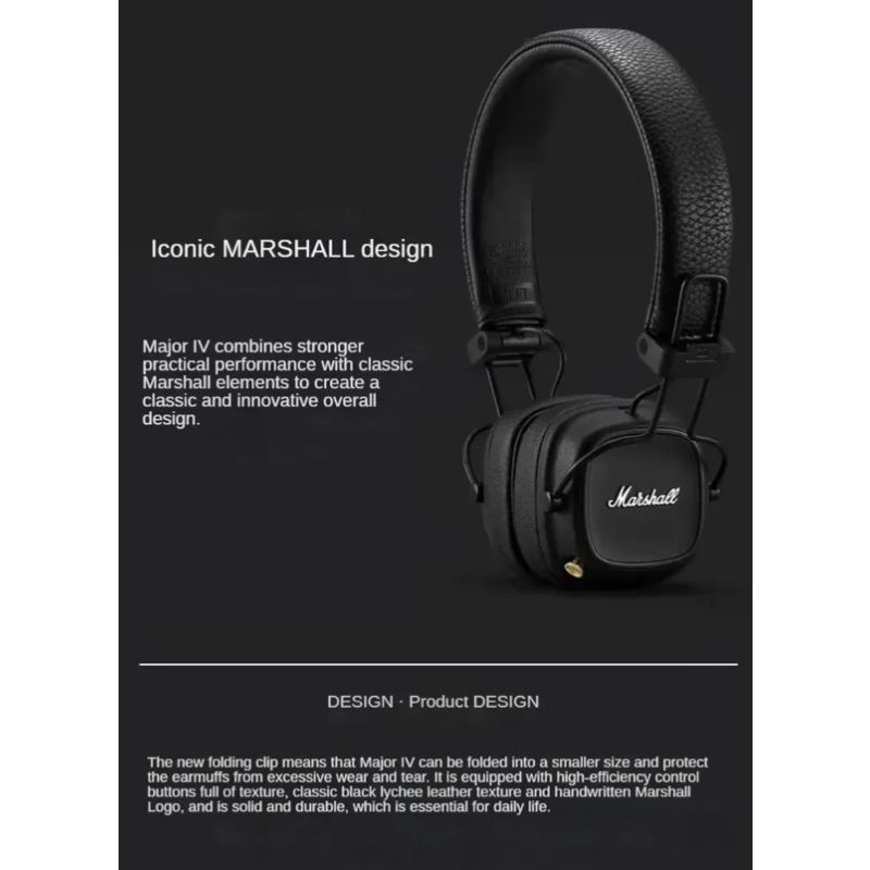 Marshall Major IV Bluetooth sluchátka: Ikonický zvuk, hluboké basy, pohodlné nošení pro nadšence hudby!