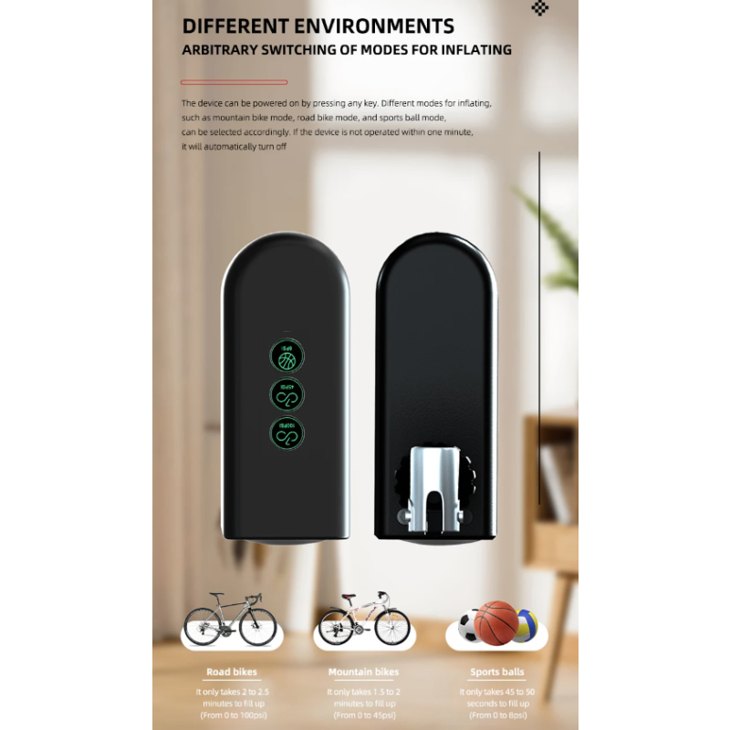 Přenosná elektrická mini pumpa HT09Mini s přesným snímačem tlaku – Kompaktní cestovní hustilka na kolo!