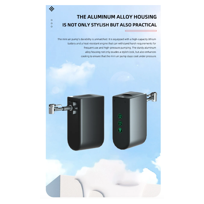 Přenosná elektrická mini pumpa HT09Mini s přesným snímačem tlaku – Kompaktní cestovní hustilka na kolo!