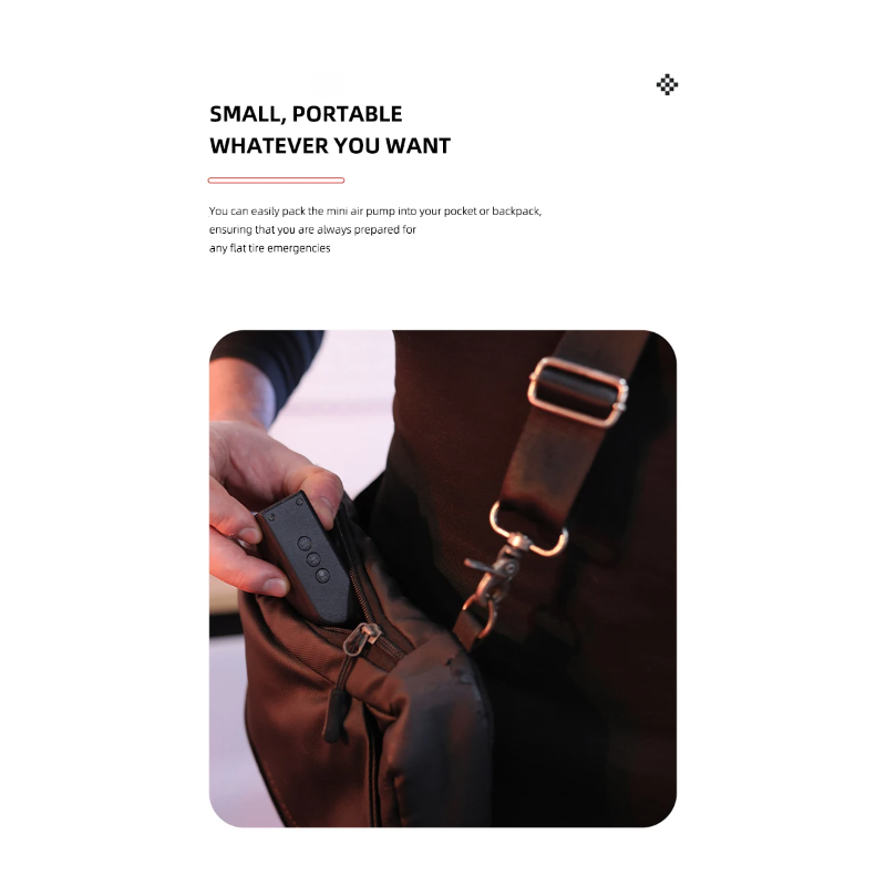 Přenosná elektrická mini pumpa HT09Mini s přesným snímačem tlaku – Kompaktní cestovní hustilka na kolo!