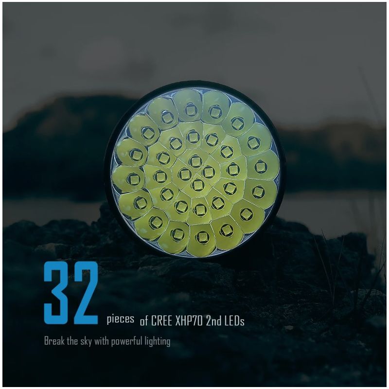 IMALENT MS32 LED svítilna 200000 lumenů, Super Jasná, Odolná pro Venkovní Osvětlení a Záchranu