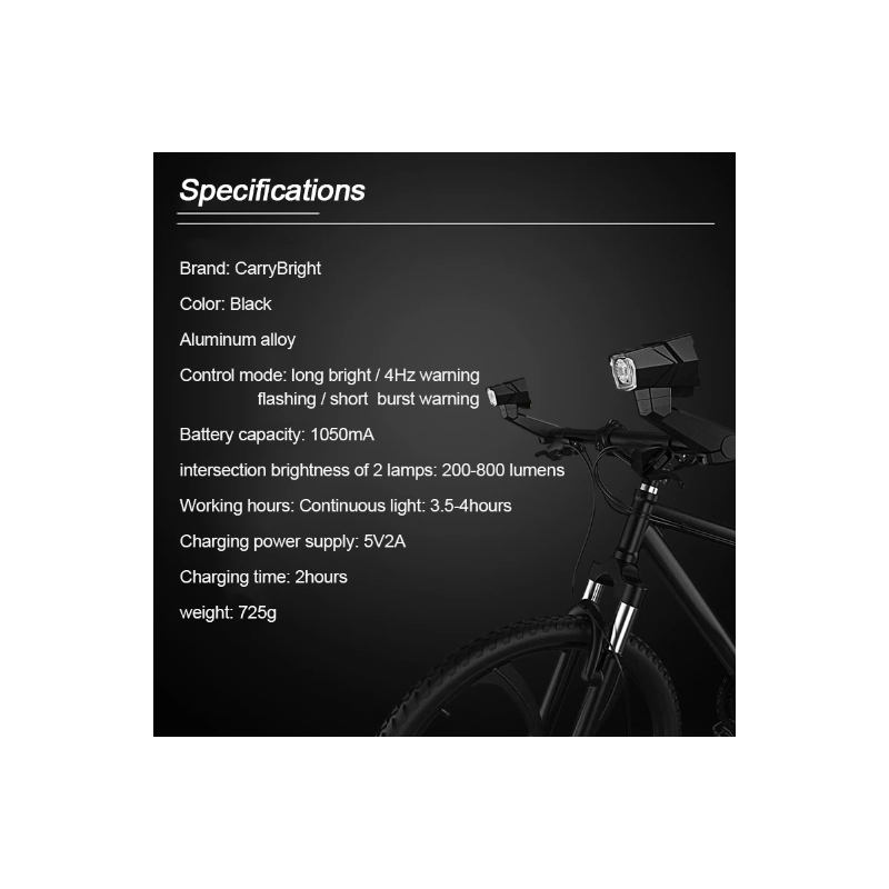 Světlomet CarryBright CB800: Inovativní Cyklistické Světlo s Hliníkovým Zpětným Zrcátkem pro Bezpečnost cyklistů!