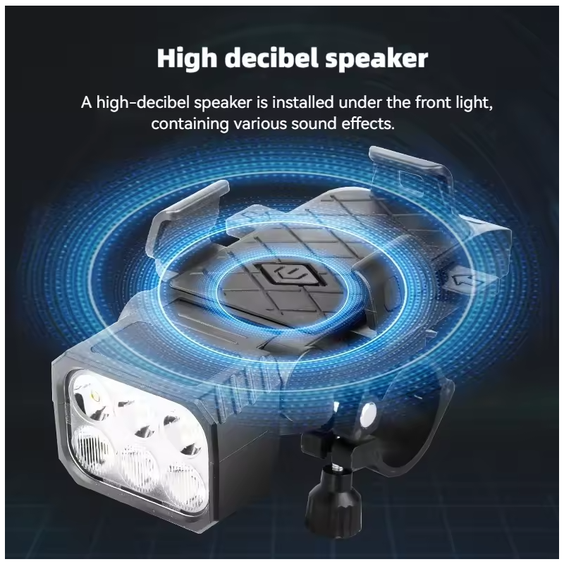 Bezpečně s námi! Multifunkční světlo na kolo s klaksonem a držákem telefonu na kolo | USB-C