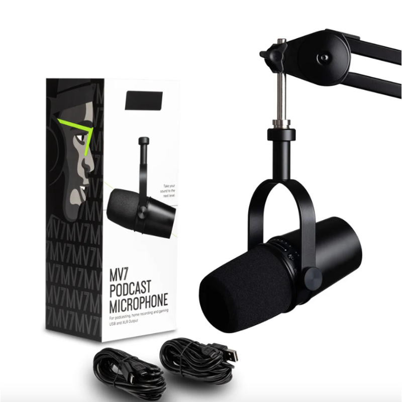 Profesionální dynamický mikrofon MV7 pro podcasty – Zvuková čistota, ideální pro živé vysílání a nahrávání!