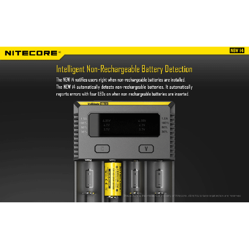 Nitecore nové I4 Li-ion chytrá nabíječka - Kompatibilní s Li-ion & NiMH, Bezpečné a efektivní nabíjení