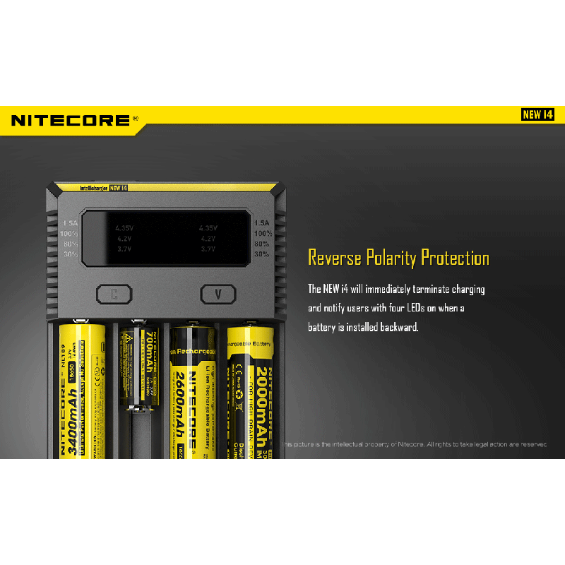Nitecore nové I4 Li-ion chytrá nabíječka - Kompatibilní s Li-ion & NiMH, Bezpečné a efektivní nabíjení