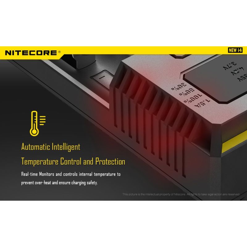 Nitecore nové I4 Li-ion chytrá nabíječka - Kompatibilní s Li-ion & NiMH, Bezpečné a efektivní nabíjení
