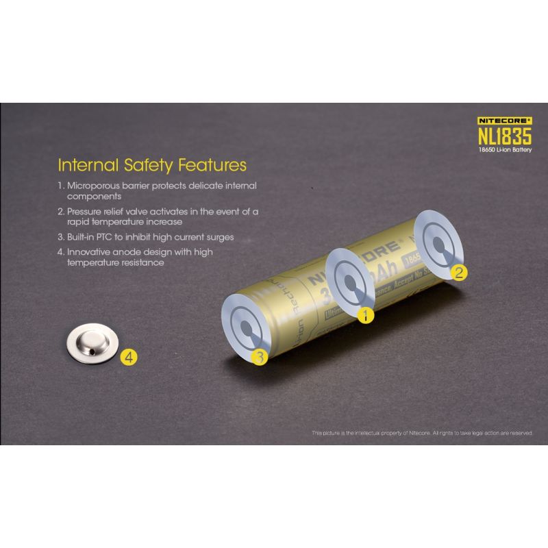 Nitecore NL1835 3500mAh 18650 Li-ion Baterie | Vysoká Kapacita, Dlouhá Výdrž pro Elektronická Zařízení