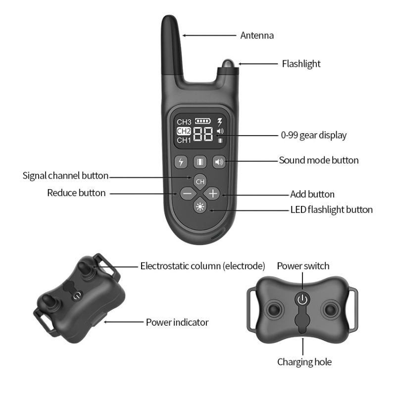Nový Vodotěsný 800m Elektrický Psí Tréninkový Obojek s LCD & Dálkové Ovládání – Pro Efektivní Korekci Chování