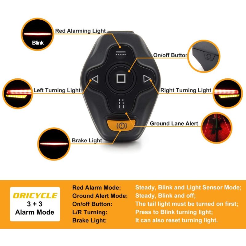 C1 Zadní LED světlo na kolo | Směrová světla, virtuální pruh, nabíjecí | Bezpečnost jízdy.