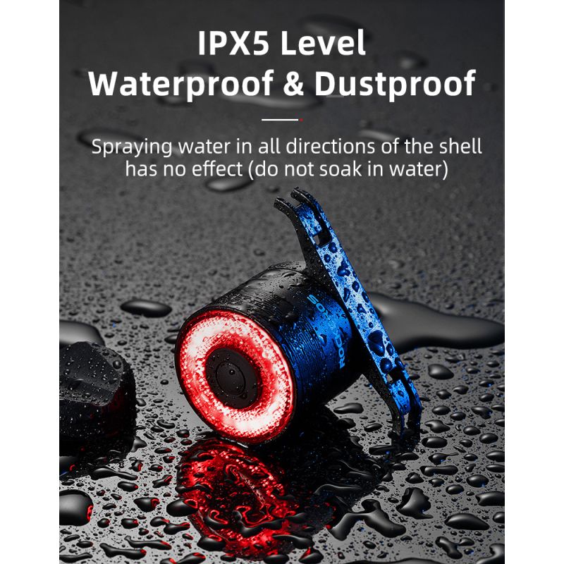 ROCKBROS Q3 Chytré Zadní Světlo pro MTB/Silniční Kolo – Noční Cyklistika s Brzdovým Senzorem, Vodotěsné IPX6