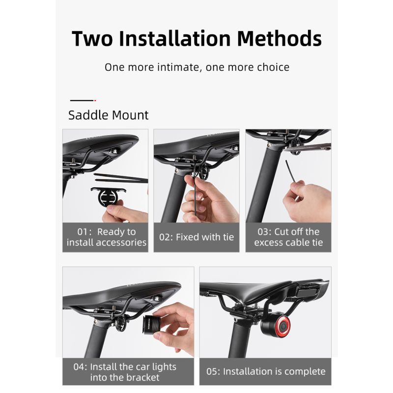 ROCKBROS Q3 Chytré Zadní Světlo pro MTB/Silniční Kolo – Noční Cyklistika s Brzdovým Senzorem, Vodotěsné IPX6