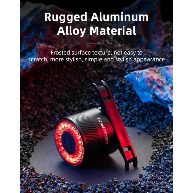 ROCKBROS Q3 Chytré Zadní Světlo pro MTB/Silniční Kolo – Noční Cyklistika s Brzdovým Senzorem, Vodotěsné IPX6