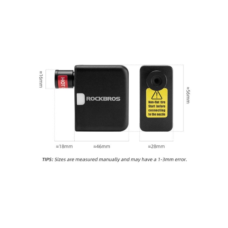 ROCKBROS dobíjecí mini elektrická pumpa 100PSI pro auto, kolo, moto – lehká, přenosná hustilka pneumatik