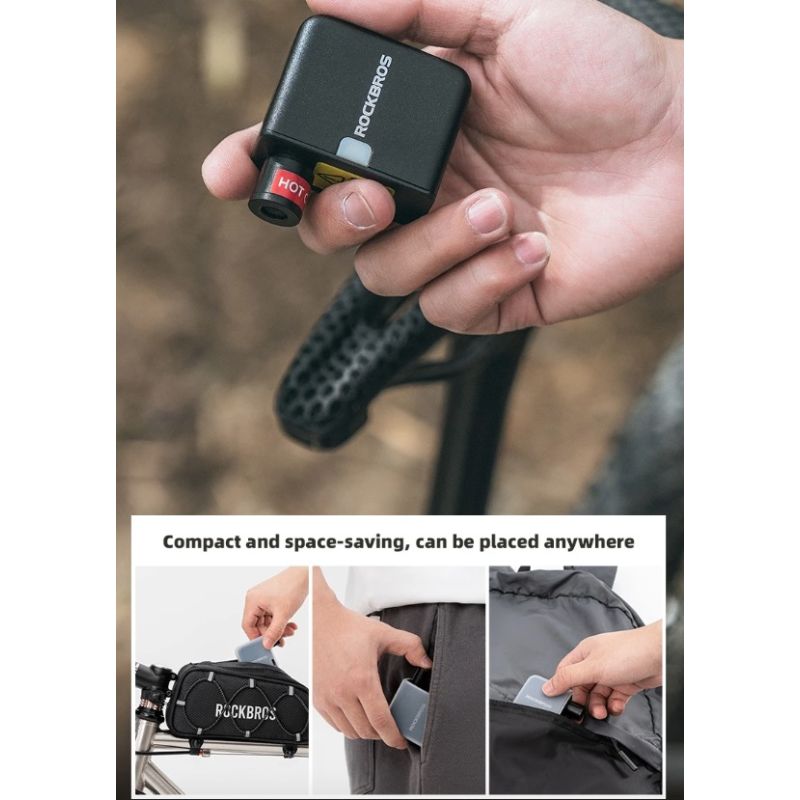 ROCKBROS dobíjecí mini elektrická pumpa 100PSI pro auto, kolo, moto – lehká, přenosná hustilka pneumatik