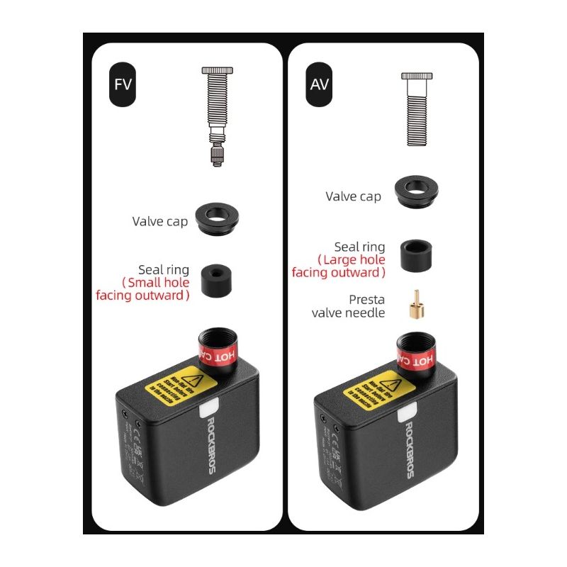 ROCKBROS dobíjecí mini elektrická pumpa 100PSI pro auto, kolo, moto – lehká, přenosná hustilka pneumatik