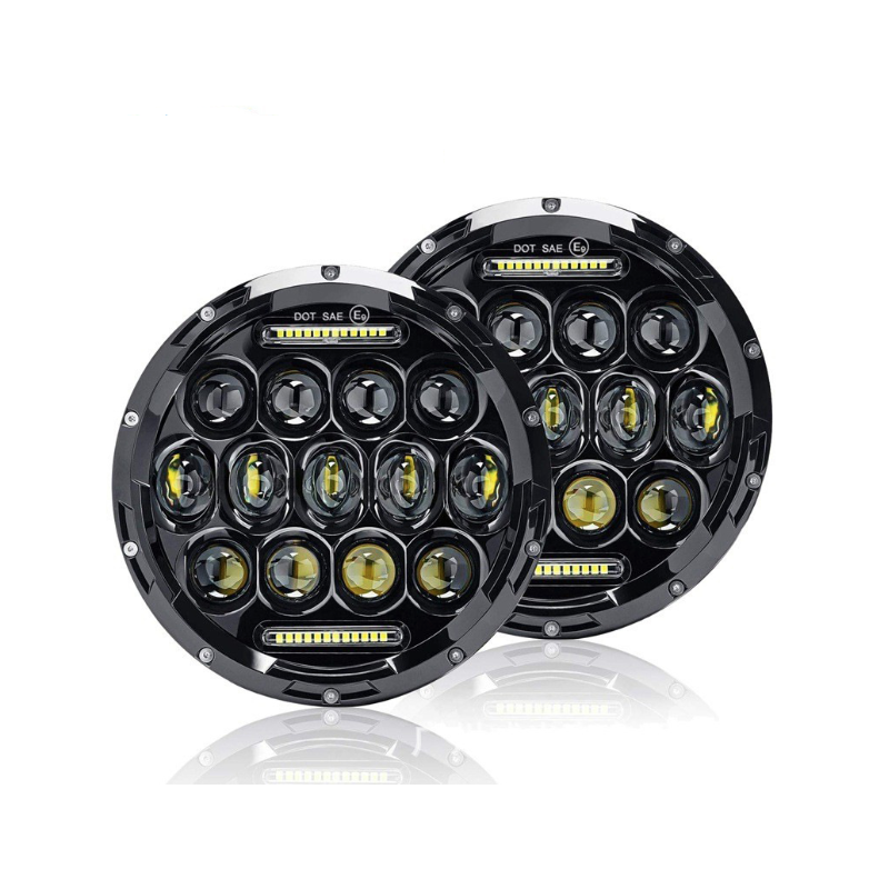 7palcový motocyklový LED světlomet pro Harley Jeep Wrangler Hummer 75W vodotěsný IP67 reflektor 6000K světlo