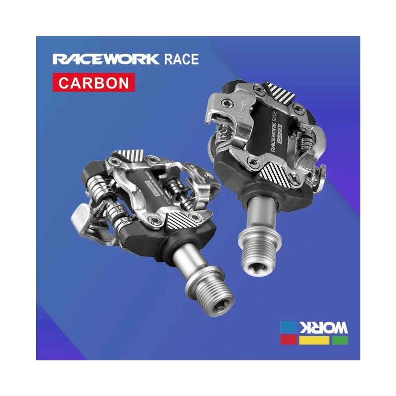 RACEWORK MTB Pedály Samosvorné SPD – Odolné Pedály na Horské Kolo z Chromové Oceli a Uhlíku