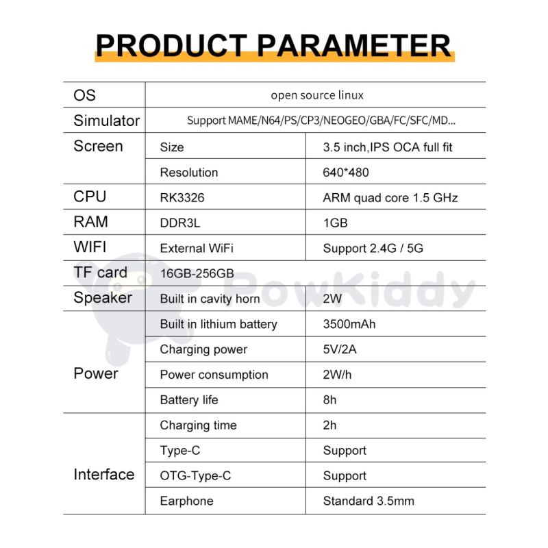 POWKIDDY RGB20S Ruční Herní Konzole - Retro Hraní na 3,5