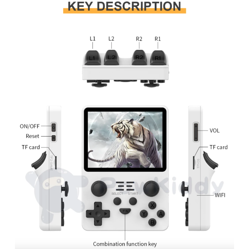 POWKIDDY RGB20S retro kapesní herní konzole, RK3326, 3,5