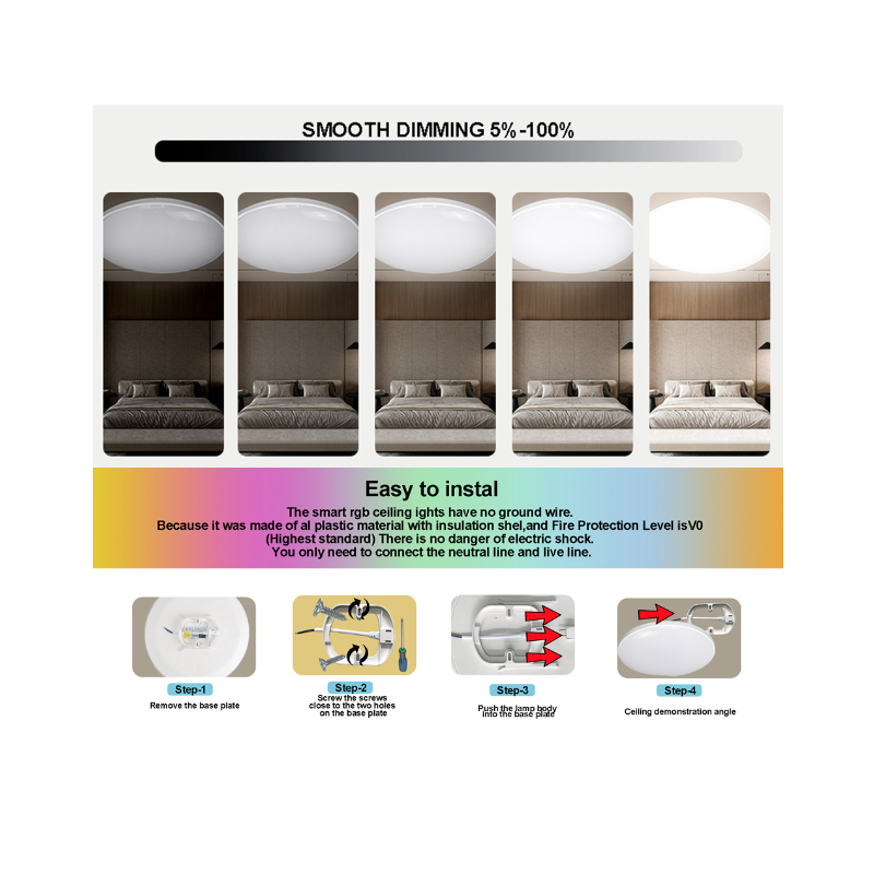 24W Tuya Zigbee Wifi chytré stropní světlo RGBCW s hlasovým ovládáním Alexa pro obývací pokoj