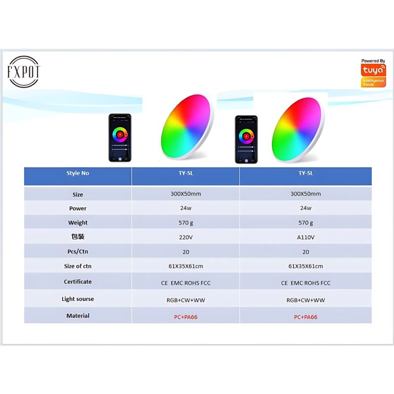 24W Tuya Zigbee Wifi chytré stropní světlo RGBCW s hlasovým ovládáním Alexa pro obývací pokoj